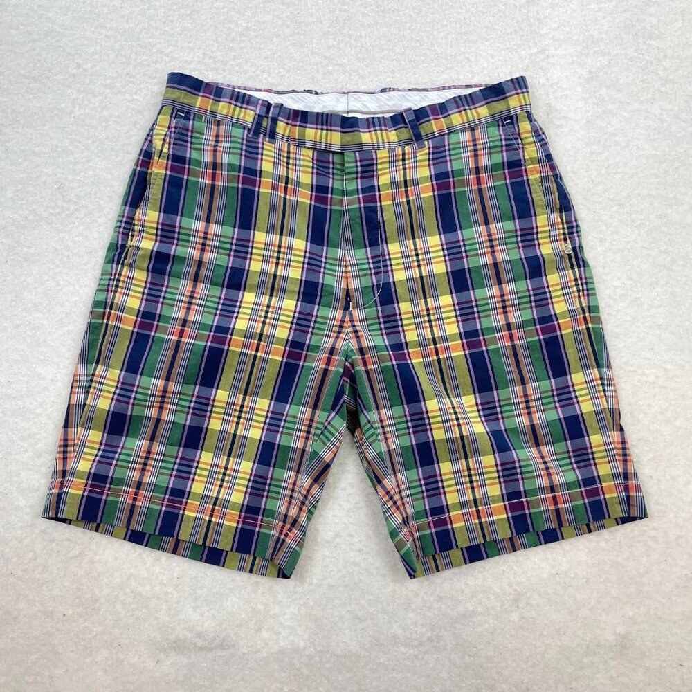 RLX Ralph Lauren Men's Cotton Blend Colorful Plaid Chino Golf Shorts Size 32